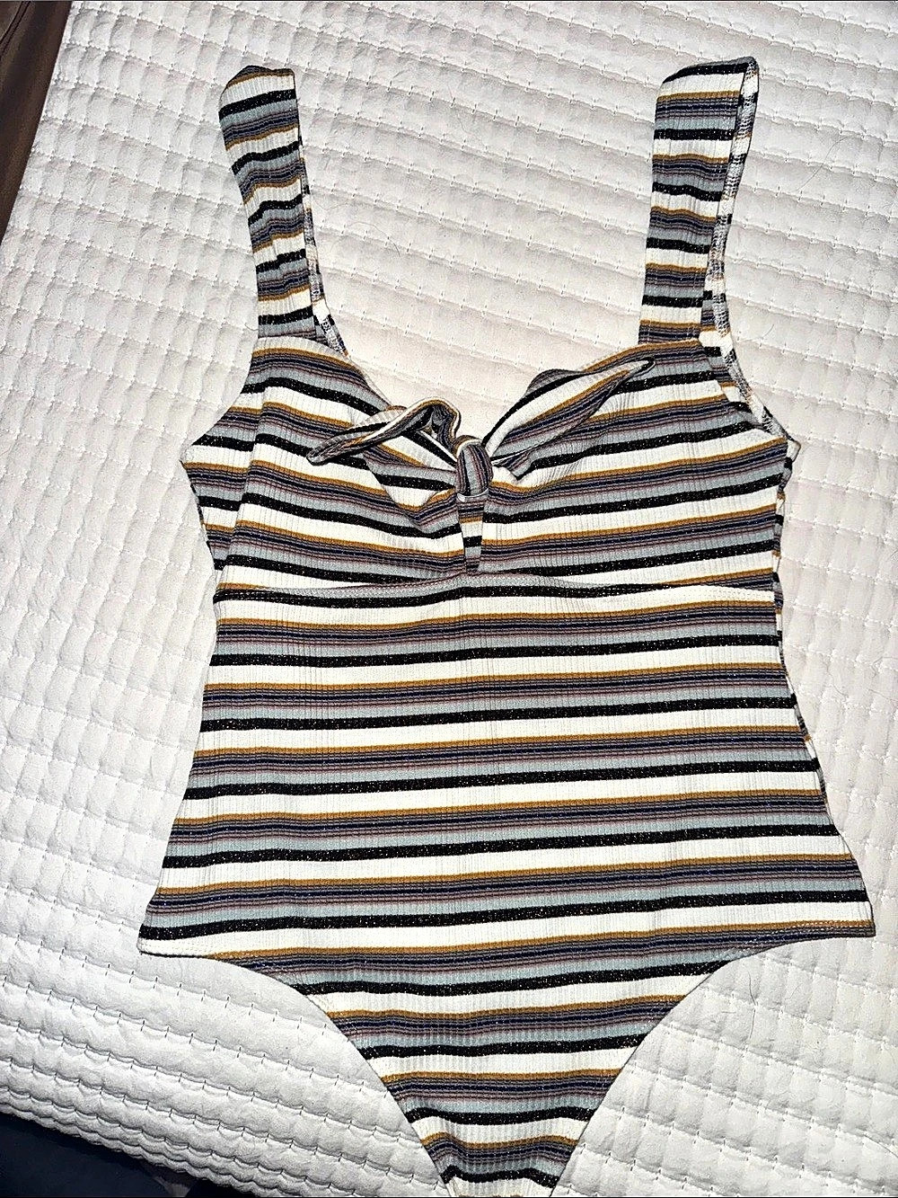 ASTR The Label Striped One-Piece Swimsuit Size Medium Like
